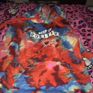 Colorful Tie-Dye Hoodie with Positive Message